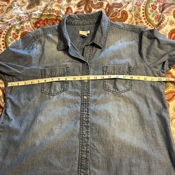 CHICO’S Shirt Chambray Top Blouse - Picture 9 of 11